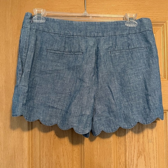 Loft Blue Scalloped Edge Linen/Cotton Shorts - Picture 7 of 12